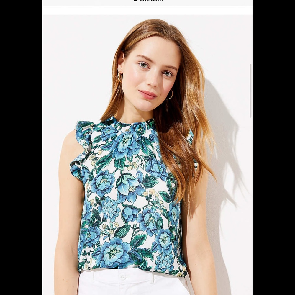 Loft floral ruffle shell brand new with tags